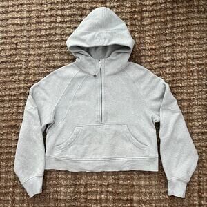 Lululemon Scuba Oversized Half Zip Hoodie XS/S Light  Heathered Gray Cropped EUC